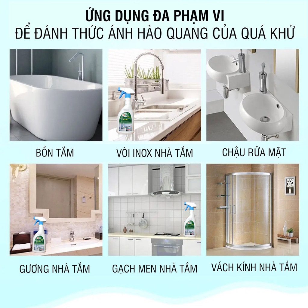Tẩy cặn canxi nhà tắm HGO Plus làm sạch vách kính, vòi rửa inox, bồn sứ, gạch men an toàn hiệu quả
