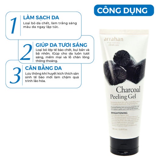 Tẩy Da Chết Arrahan Charcoal Peeling Gel 180ml Hàn Quốc