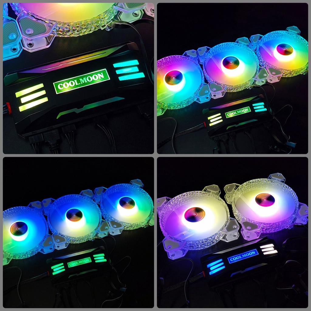 HUB Aura Sync P-ARGB V2.0 Coolmoon cho Fan Led RGB và đèn Led RGB đồng bộ Mainboard máy tính
