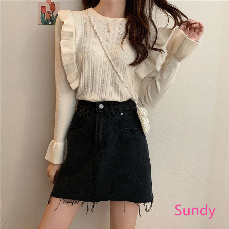 Áo Sweater Dệt Kim Thiết Kế Xinh Xắn Cho Nữ