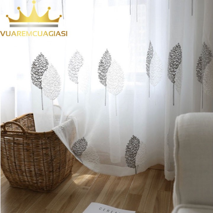 [Mã LIFEHLDEC giảm 10% đơn 99k] Rèm cửa sổ voan hoa văn trắng trang trí cực xinh decor phòng siêu đẹp VIP07 Vuaremgiasi