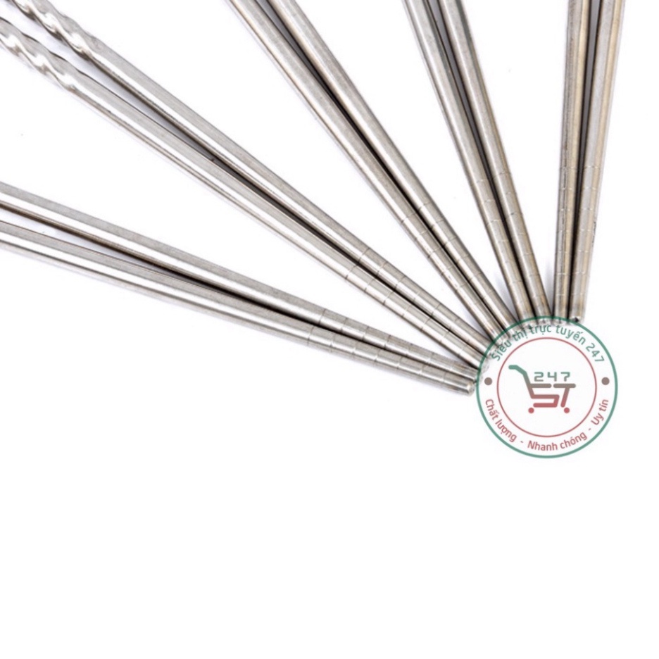 Bộ đũa ăn cơm inox sáng bóng bền đẹp giá rẻ đồ gắp thức ăn tiện lợi trong bữa ăn gia đình