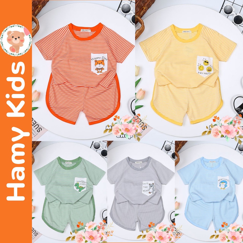 Đồ Bộ Minky Mom Chính Hãng Bé Trai Bé Gái Thun Lạnh Sọc Dệt Visco Tay Ngắn Quần Cộc Bé Từ 0-5 Tuổi Dưới 20kg - Hamykids