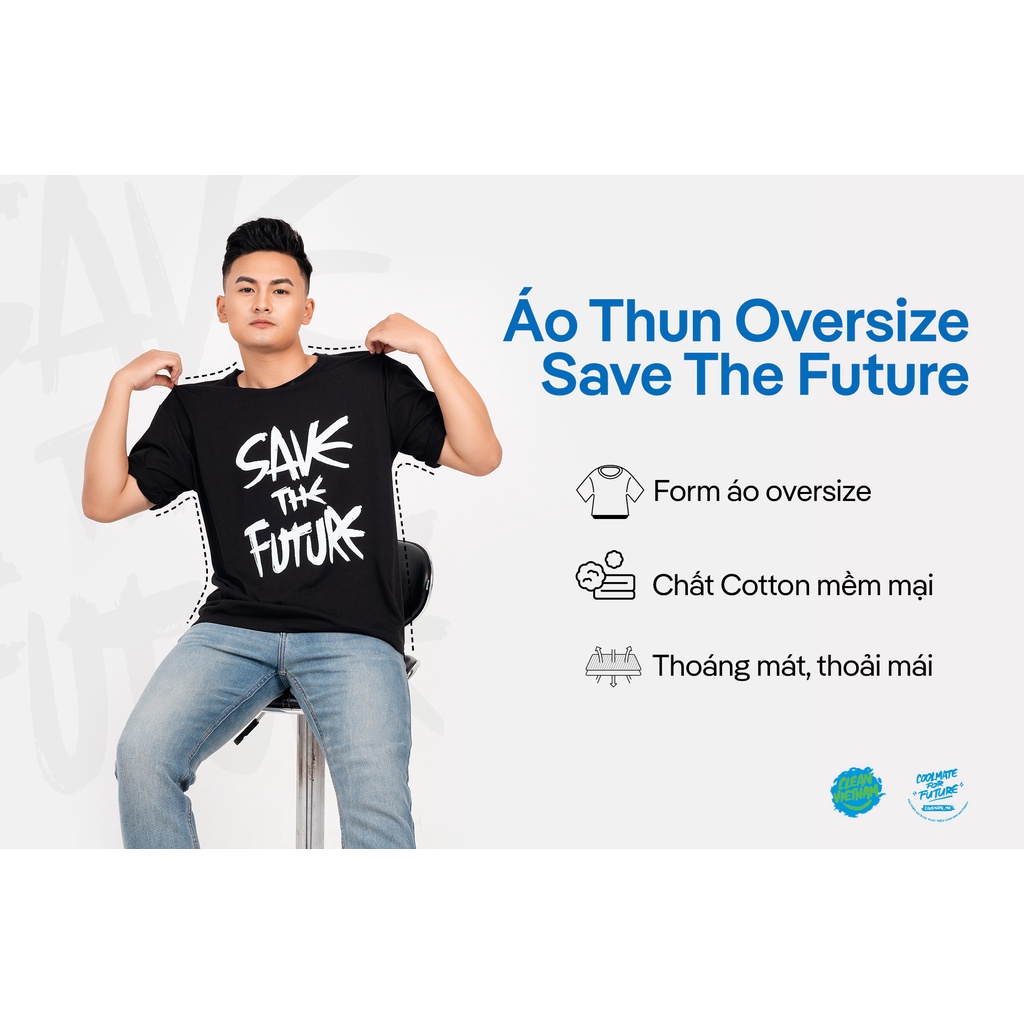 Áo thun OVERSIZE in Save The Future CLEAN VIETNAM - màu Đen - thương hiệu Coolmate CW