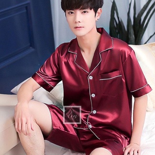Bộ lụa mặc nhà nữ trơn cộc tay quần cộc chất lụa siêu mềm b49