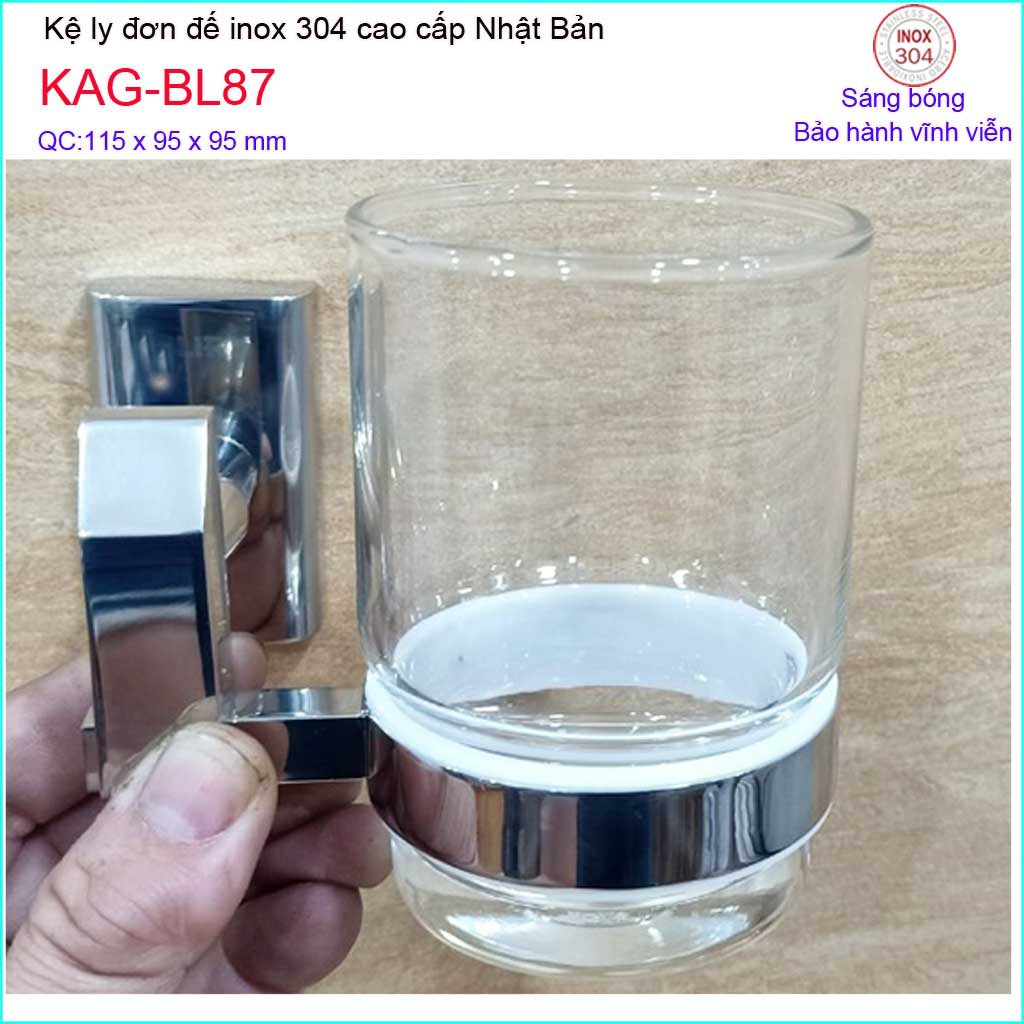 Kệ ly đơn Inox 304 KAG-BL87, Phụ kiện phòng tắm cao cấp Kace,kệ để ly bàn chải inox 304 Nhật Bản