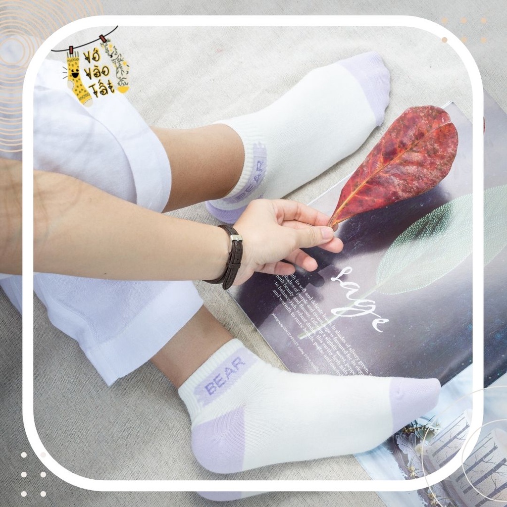 TẤT VỚ GẤU NỮ CỔ NGẮN TÍM PASTEL NHẠT