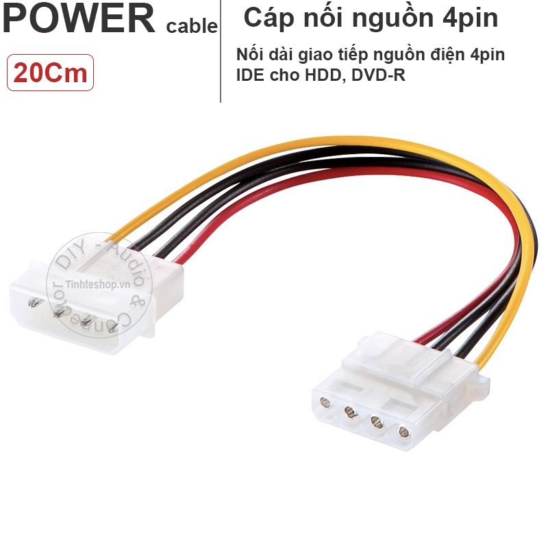 Dây nối dài nguồn molex IDE 4pin - IDE 4pin male - female (đổi loại màu đen tiêu chuẩn UL1007)