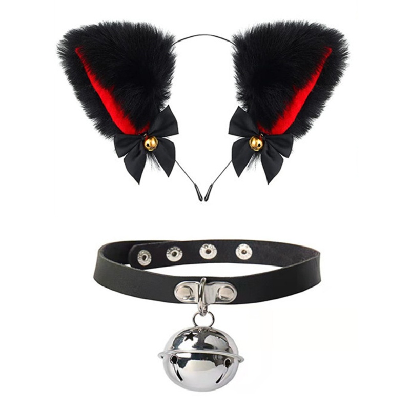 Băng Đô Tai Mèo Đính Nơ Và Chuông Siêu Đáng Yêu