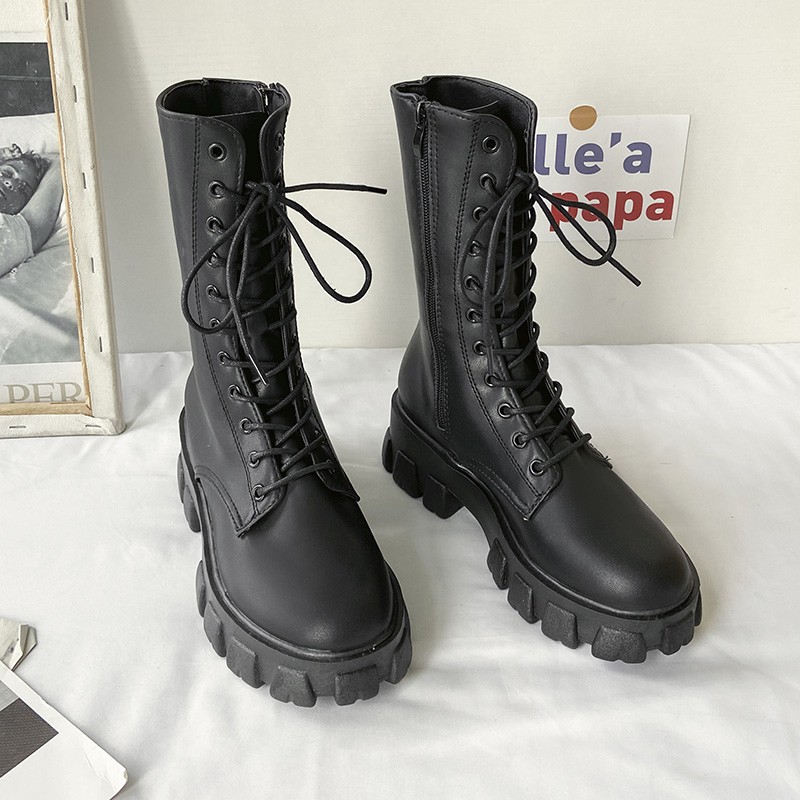 Giày Martin đế 5.5cm cổ lửng phong cách Anh 2021 mùa xuân và mùa thu