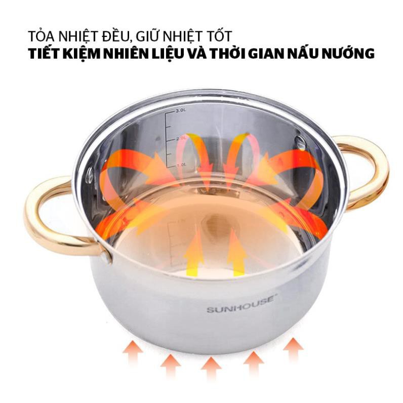 Bộ nồi inox 5 đáy SUNHOUSE SH781 [Hàng chính hãng 100%]