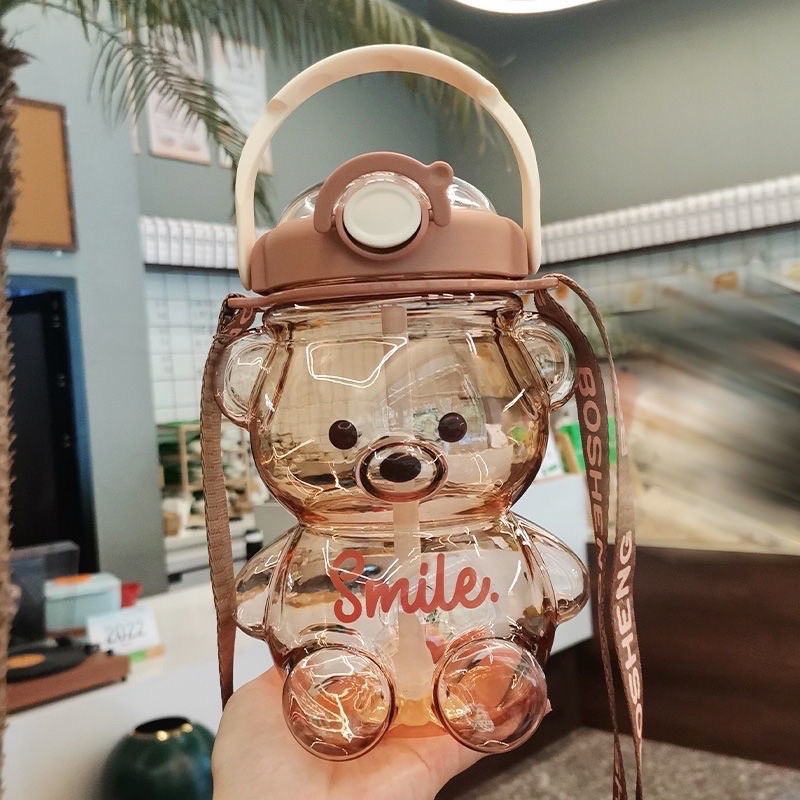 BÌNH NƯỚC HÌNH GẤU KÈM STICKER DỄ THƯƠNG