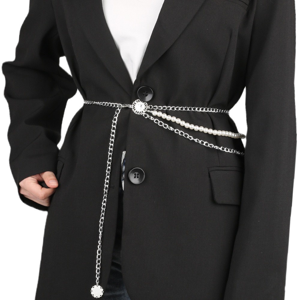 Xích ngọc phối chuỗi 3 tầng Đai váy Yams Closet thắt lưng