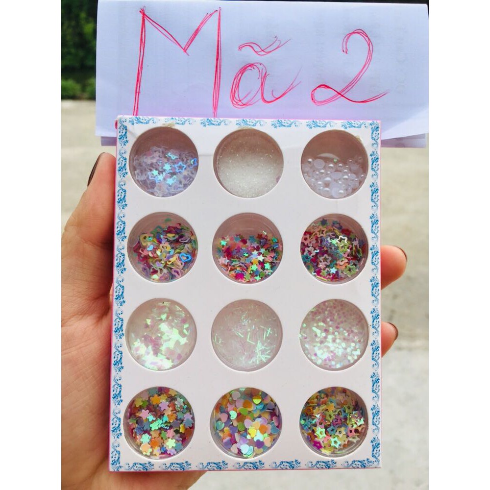 Sét kim tuyến 12 ô -Nhũ mắt gilter kim tuyến trang điểm Make up Phong cách Korea - Hoặc trang trí móng tay Nail.