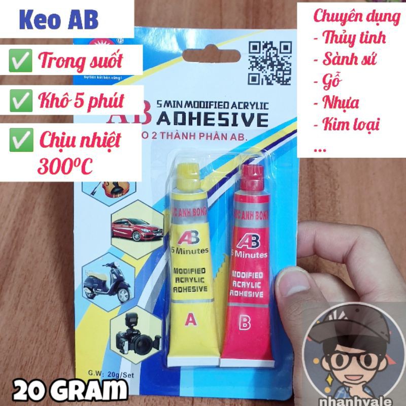 Keo AB dán 2 thành phần siêu dính chịu nhiệt 20G