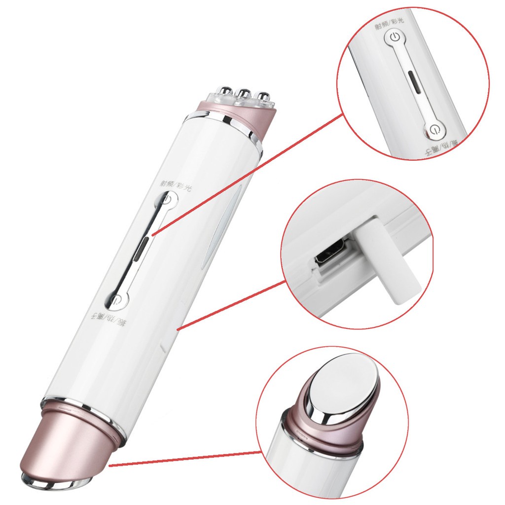 Foreverlily Bút Điện Cực Cho Da Mặt Ems Rf Và Emlly Ems 3 loại đèn LED EMS Beauty Tools