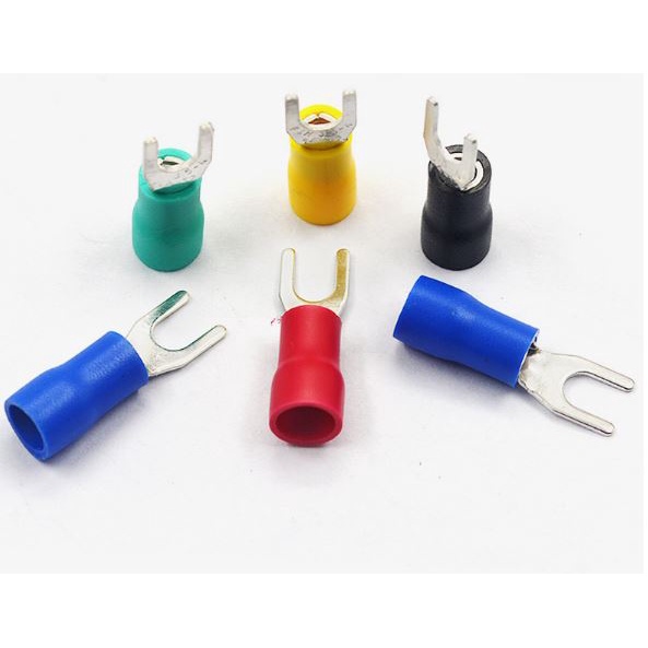 Đầu cos đồng chữ Y bọc phủ nhựa SV 1.25-3 100 cái, cosse chỉa chẻ, cốt chĩa chữ U càng cua