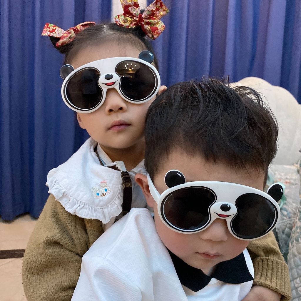 Kính Mát Phân Cực Chống Tia UV Hình Gấu Trúc Bằng Silicone 2022 Dành Cho Bé