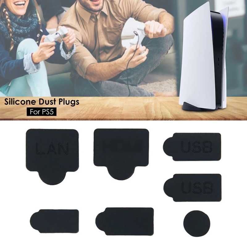 1 Bộ 7 Phụ Kiện Nút Bịt Bằng Silicone Chống Bụi Cho Tay Cầm Chơi Game PS5 / PS5