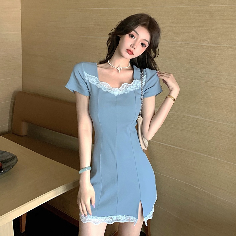 Đầm ngắn PERTY dáng ôm phối ren gợi cảm thời trang mùa hè hàng mới dành cho bạn nữ