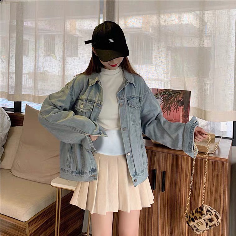 SET 3 món : áo + chân váy bầu MIX ÁO KHOÁC bò thời trang cho người mang thai ( ko có bầu vẫn mặc đc)