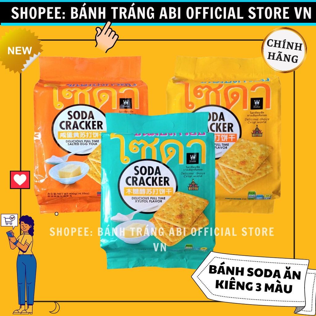 BÁNH QUY SODA CRACKER ĂN KIÊNG THÁI LAN 3 VỊ GÓI 400G