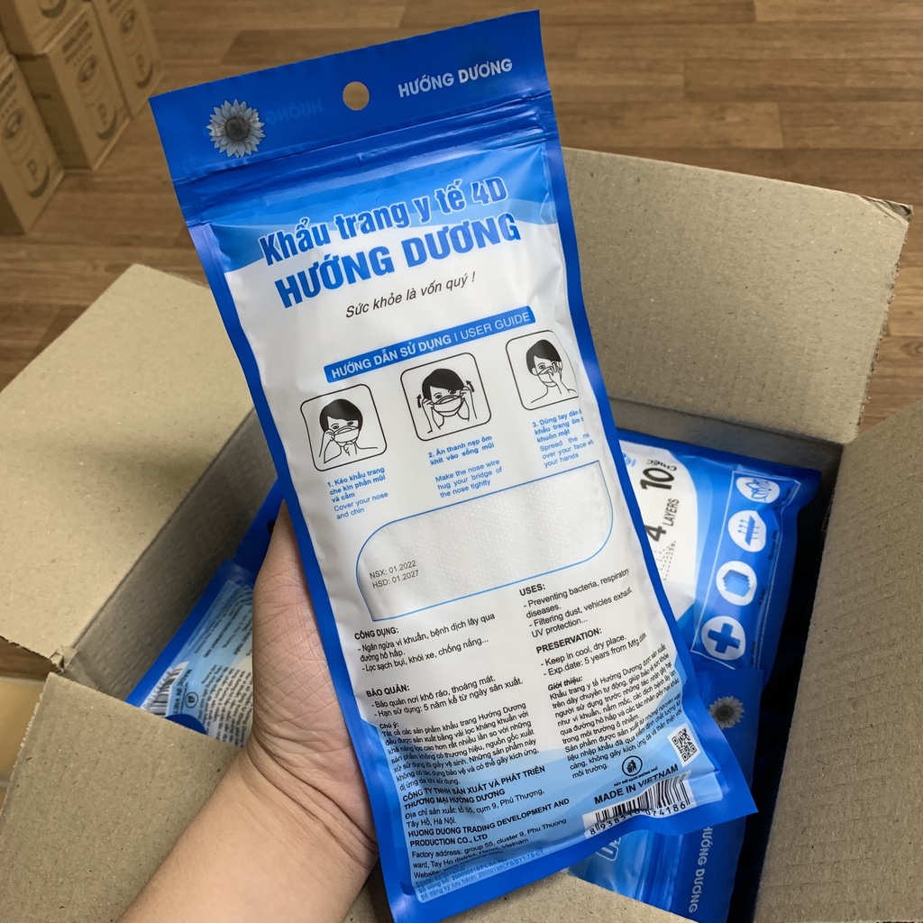 Khẩu trang y tế 4D KF94 Thương Hiệu Hướng Dương Chống Bụi Mịn Và Kháng Khuẩn Hàng Cao Cấp- ONOFFcase