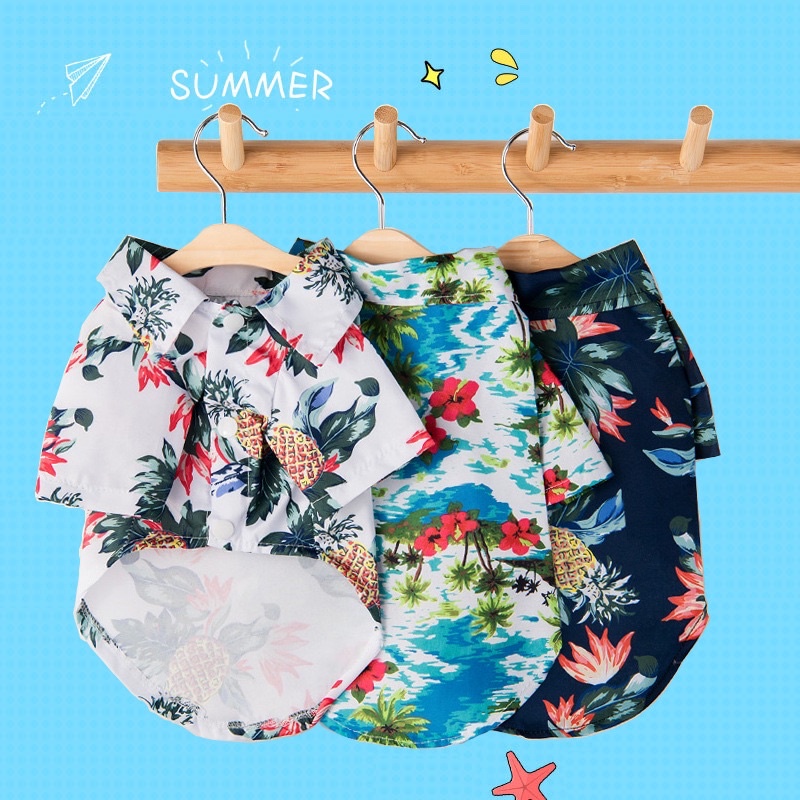 Áo kiểu sơ mi cho thú cưng - áo họa tiết đi biển  mùa hè cho thú cưng size 3XL đến 5XL