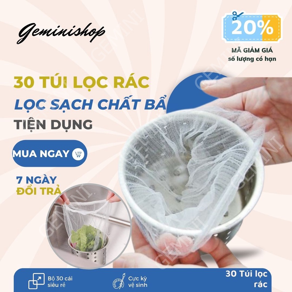 Combo 30 Túi Lọc Rác Bồn Rửa Bát LR1 GEMINI SHOP