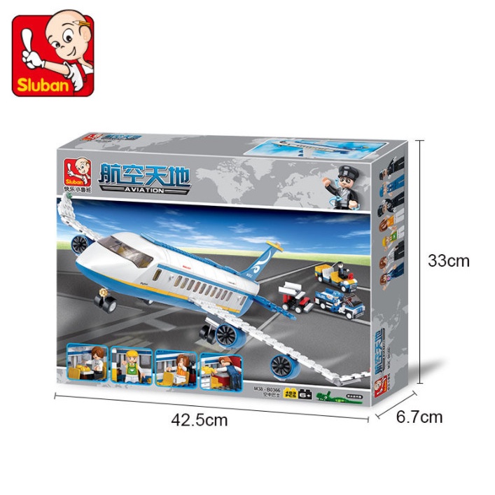 Đồ chơi lắp ráp city mô hình Sluban M38-B0366 máy bay Interbal Structre vận chuyển hàng hoá và hành khách