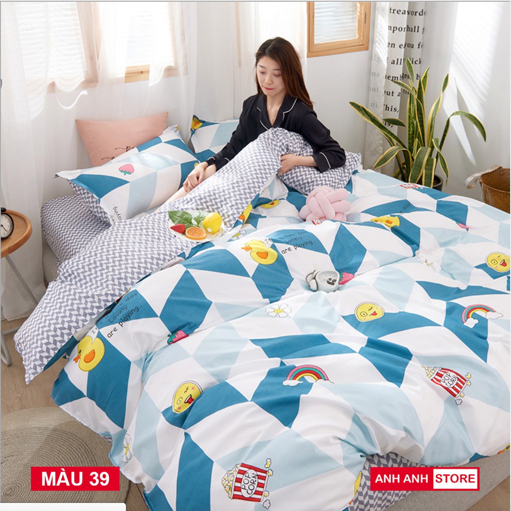 [Hot Sale] Bộ Vỏ Chăn Ga Gối Cotton Poly Hàn 4 món nhập khẩu, hoạ tiết sang trọng - AnhAnhHome | BigBuy360 - bigbuy360.vn