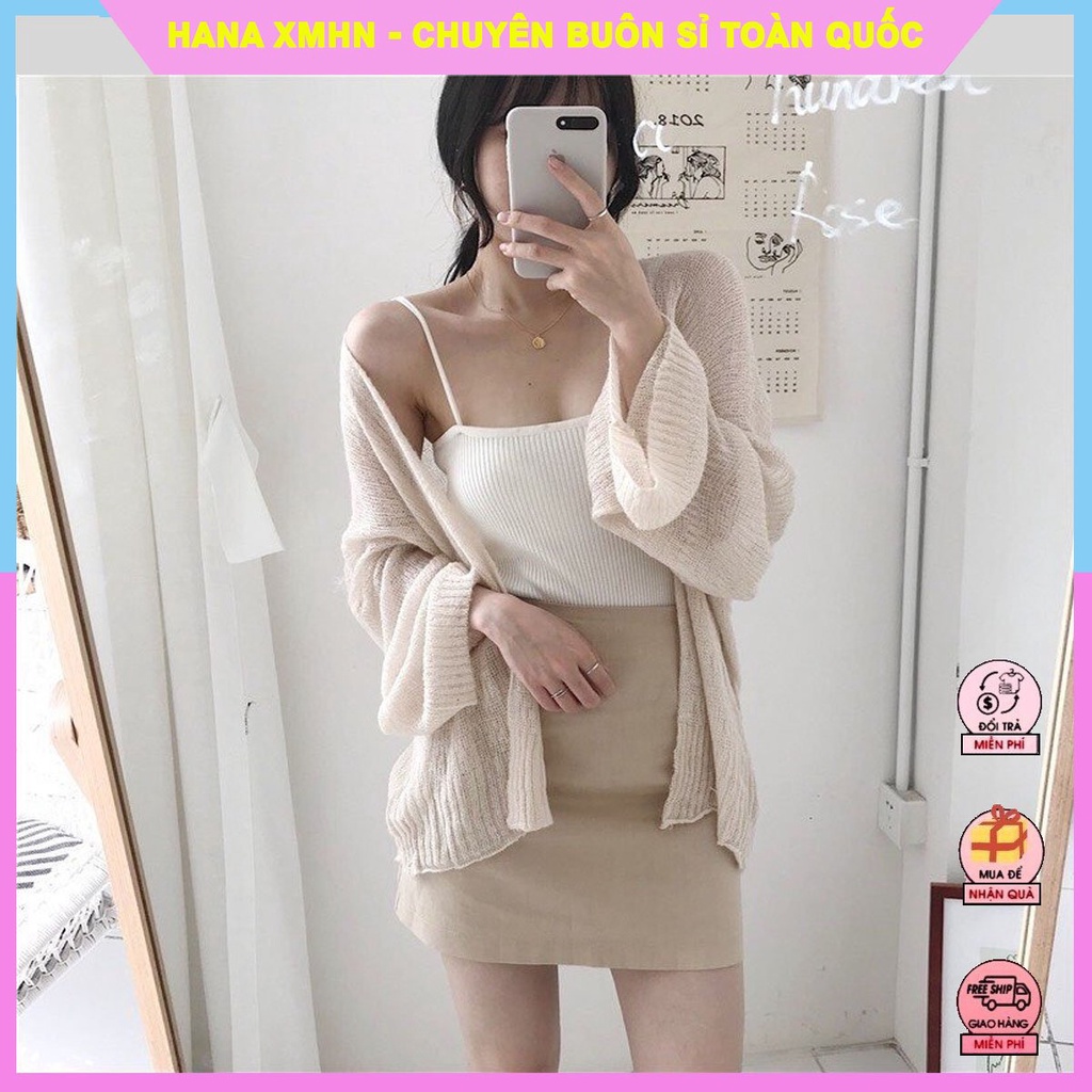 Áo Cardigan Len Mỏng, Áo Choàng Nữ Phong Cách Hàn Quốc