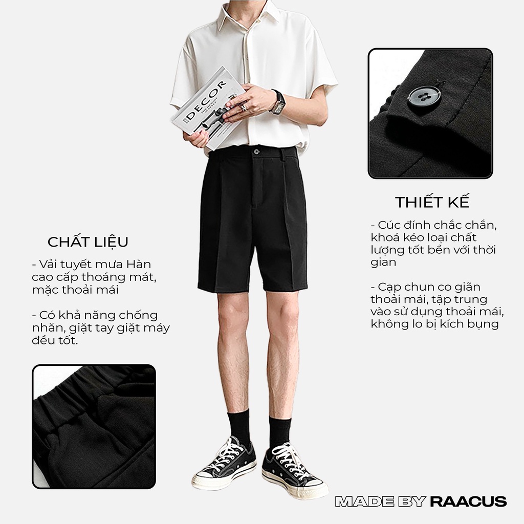 Quần short nam dáng âu PATOMI.chất tuyết mưa cạp chun co giãn, quần ngố nam dáng sooc ống suông phong cách Hàn Quốc QS04