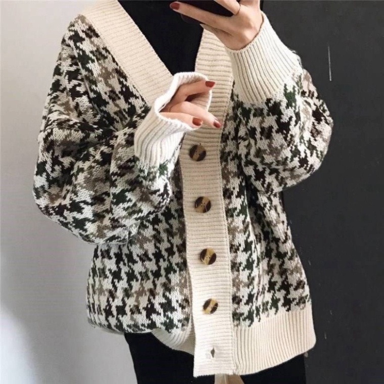 Áo cardigan kẻ mỏng, Cardigan Nữ sọc ngang zikzak đen trắng Tay Dài Nữ | BigBuy360 - bigbuy360.vn