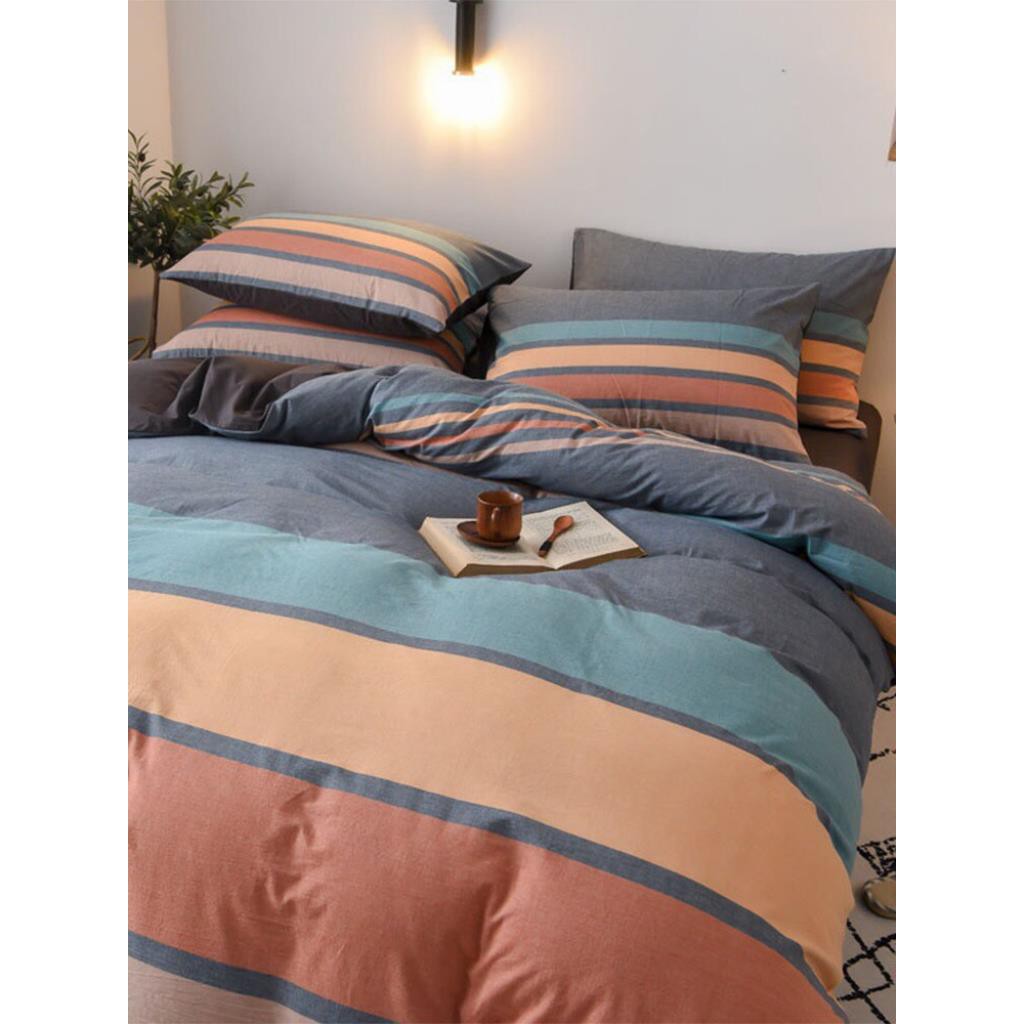 Bộ chăn ga gối drap giường chất cotton poly họa tiết mix màu