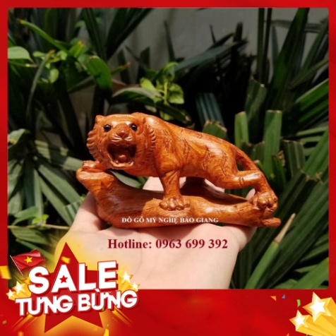 Tượng con hổ gỗ hương 12 cm (mẫu mới)