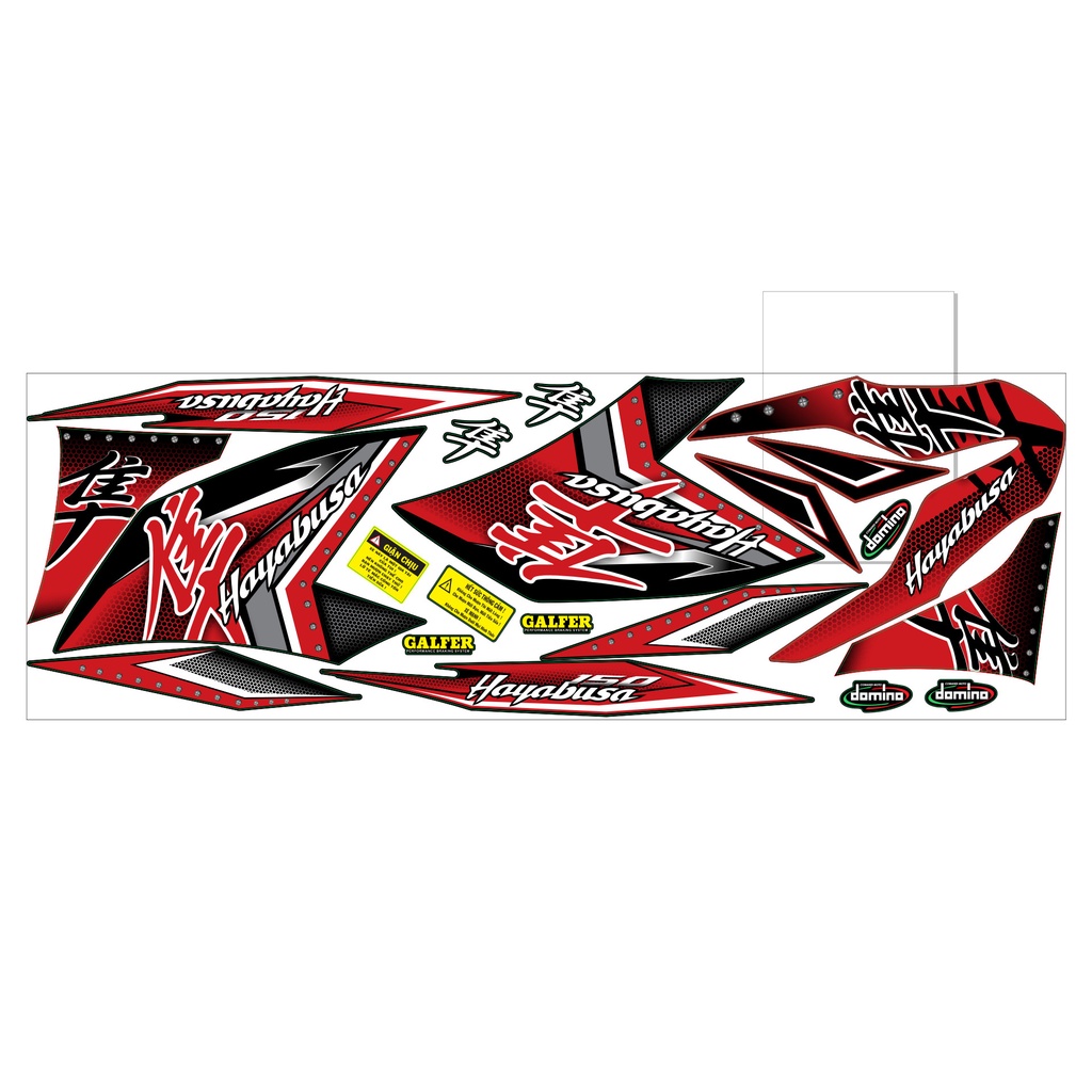 Tem Rời Winner X mẫu hayabusa màu đỏ đen trắng