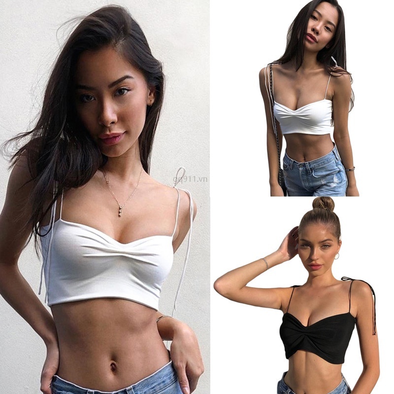 Áo lót croptop cổ yếm khoét sâu gợi cảm thời trang mùa hè cho bạn gái