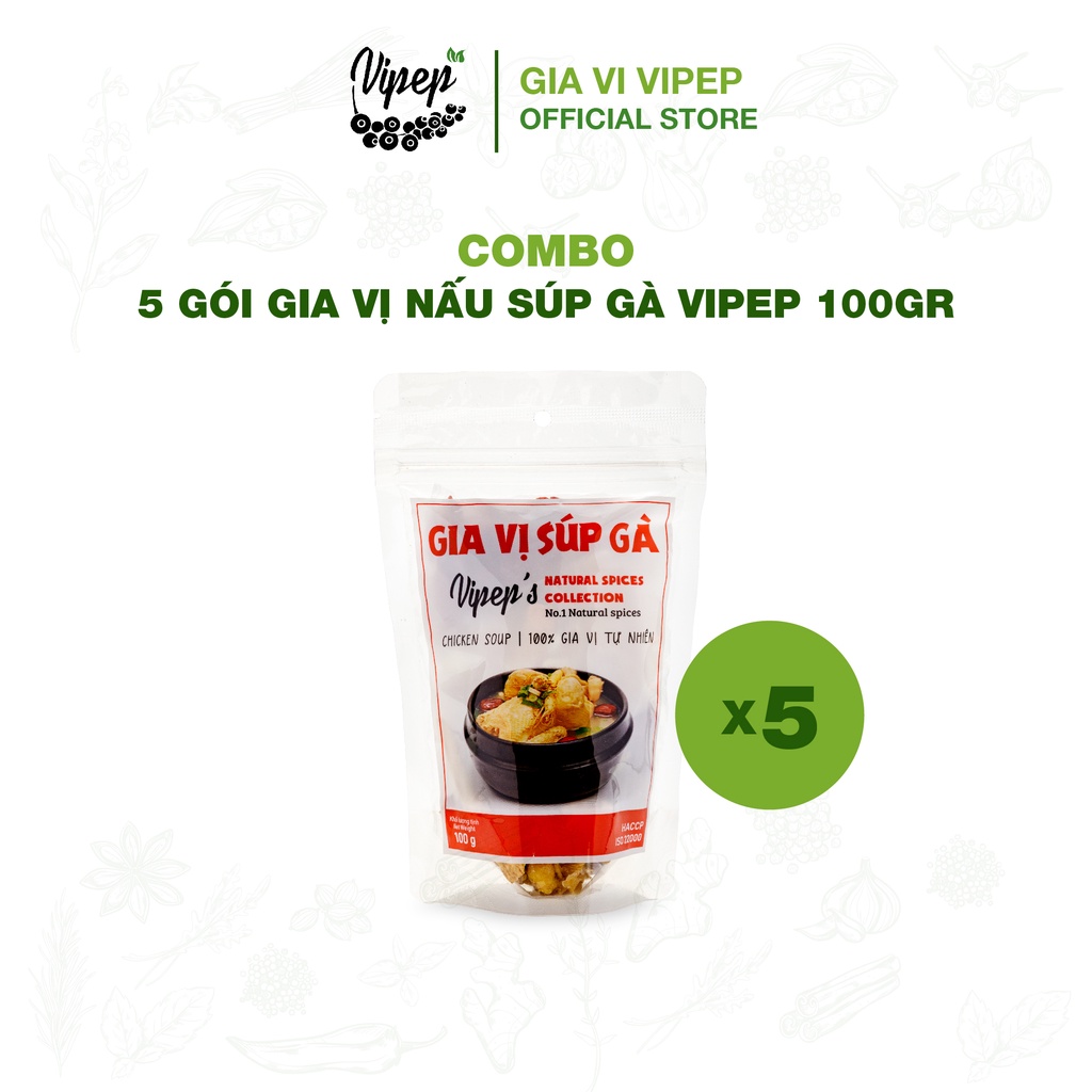 Combo 5 gói gia vị nấu súp gà - gà tiềm (củ hoài sơn, kỷ tử, hạt sen khô, táo khô,...) 100g