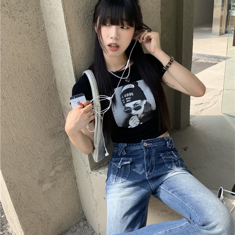 Áo Thun Tay Ngắn Dáng Ôm In Họa Tiết Thời Trang Dành Cho Nữ