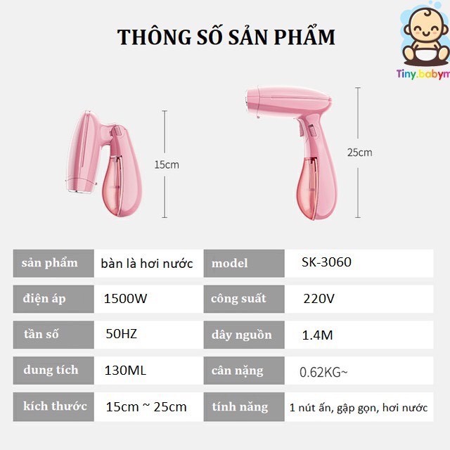 Bàn Là Hơi Nước Cầm Tay Gấp Gọn Sokany SK-3060 Cao Cấp SIÊU HOT