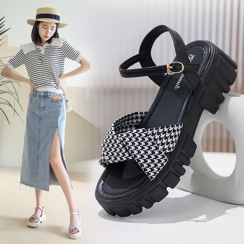 Xăng đan Đế Dày Khóa Chữ a Thời Trang Mùa Hè Cho Nữ