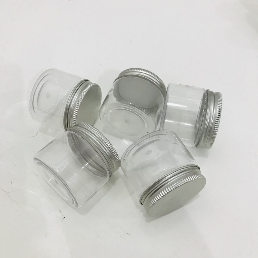 5 hủ nhựa nắp nhôm 50gr - 5 hủ pet nắp nhôm loại 50gr - 5 hủ nhựa tròn nắp nhôm thiếc