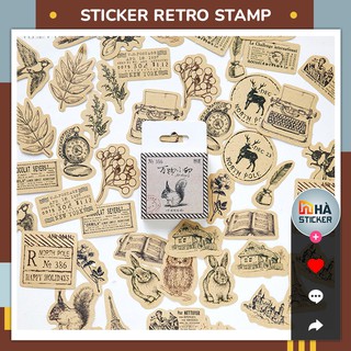 Set 46 Sticker Dán Con Sóc Retro Hộp Mini | Dán Điện Thoại | Dán Laptop | Dán Mũ Bảo Hiểm | Dán Vali