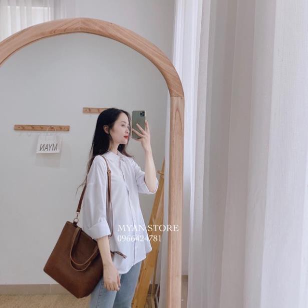 Sơ mi trắng tay dài trơn