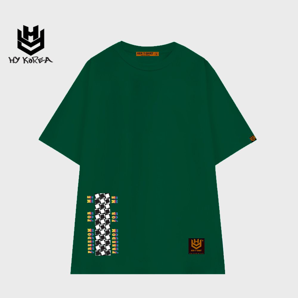 Áo phông unisex tay lỡ HY KOREA form rộng in hình Gấu trúc discovered 709
