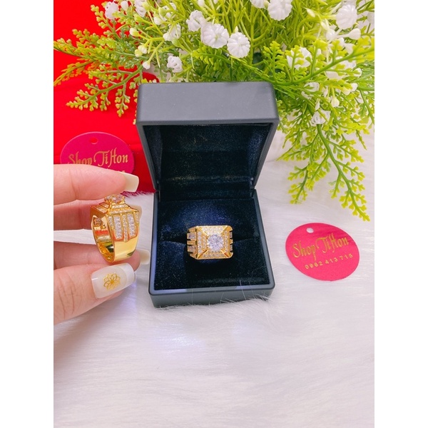 Nhẫn nam đính xoàn mạ vàng 18k cao cấp mẫu mới cực đẹp cực sang
