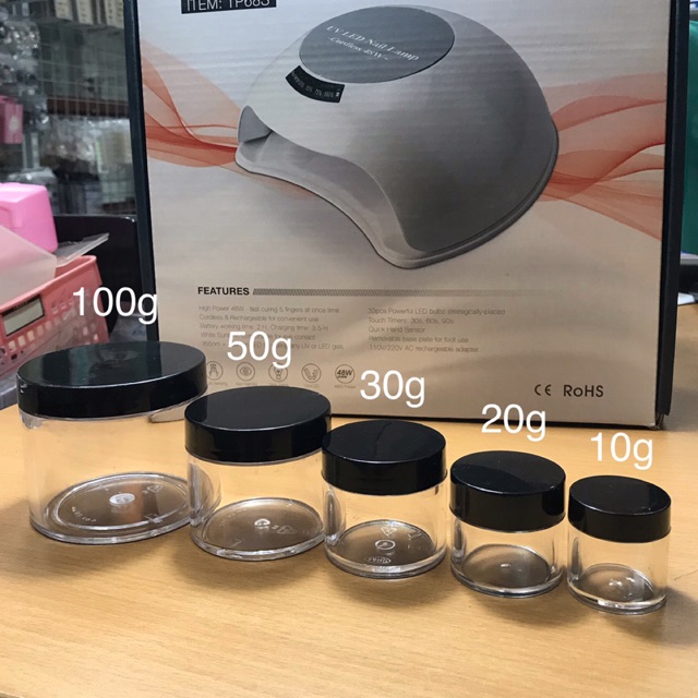Hũ nhựa loại 1  chuyên đựng bột nail