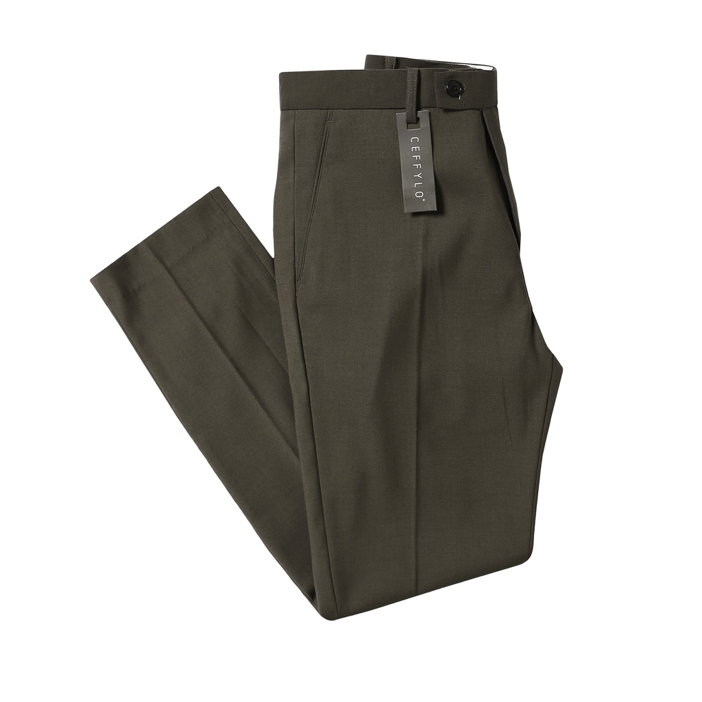 Quần Âu Nam Trơn Basic Màu Nâu, dáng ôm Công Sở, Chất Liệu Cotton Cao Cấp - CEFFYLO