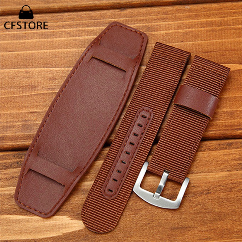 Dây đeo đồng hồ thay thết chất liệu nylon phối da kích cỡ18mm 20mm 22mm 24mm